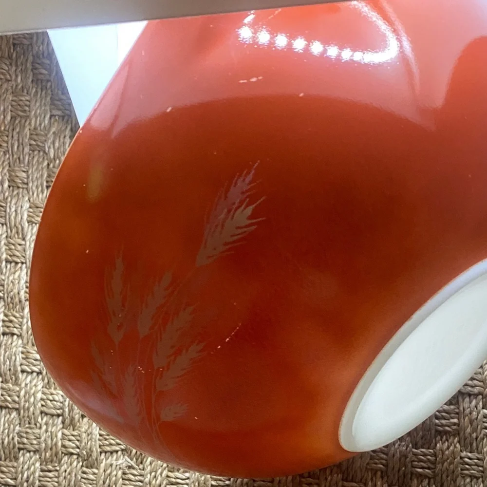 Pyrex Vintage Burnt Orange Harvest Wheat Pattern Mixing Bowl sz 444